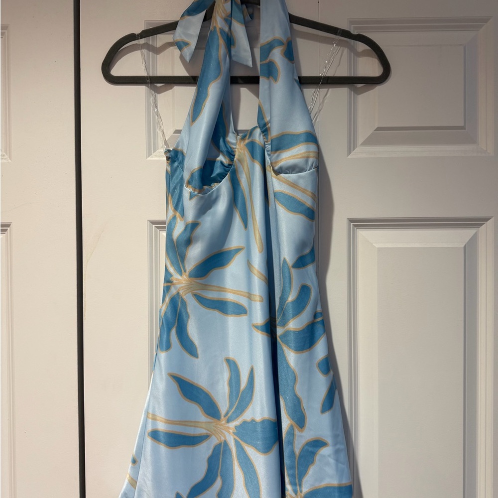 Peppermayo Light Blue and Gold Patterned Dress